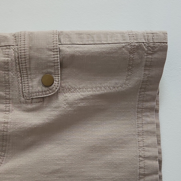 L.L.Bean Petite Sz 12 Tan Short Skirt, Zipper and 2 Snap Closure w 6 Pockets - Picture 4 of 12